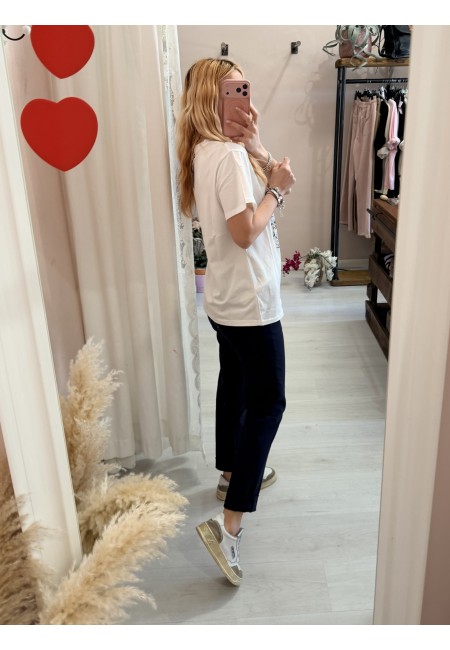 Maglia t shirt RAGAZZA con FARFALLE e rose blu