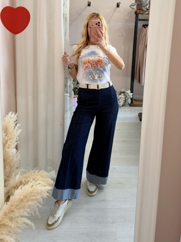 Pantaloni TIPO jeans larghi con balza 2