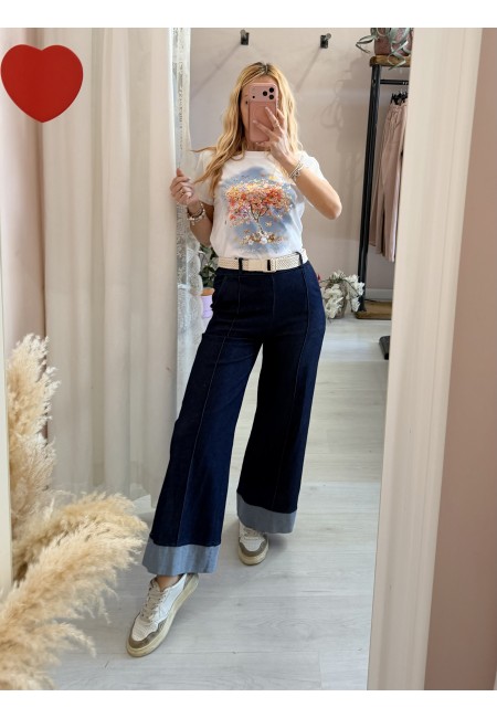Pantaloni TIPO jeans larghi con balza