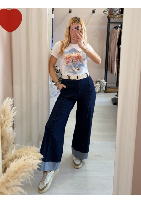 Pantaloni TIPO jeans larghi con balza