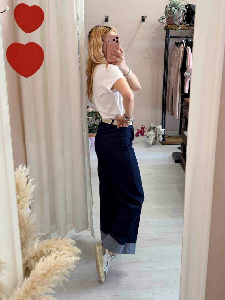 Pantaloni TIPO jeans larghi con balza