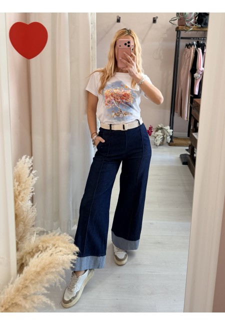 Pantaloni TIPO jeans larghi con balza