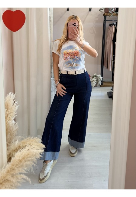 Pantaloni TIPO jeans larghi con balza