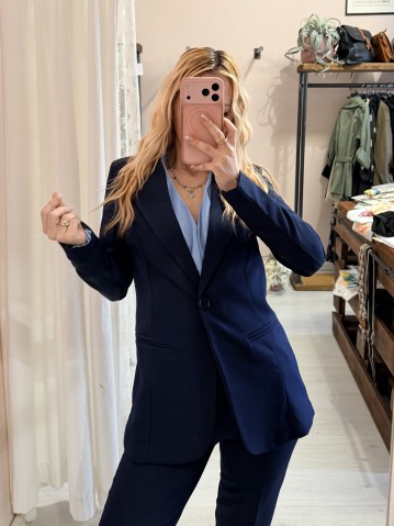 Completo tailleur giacca e pantalone blu 2