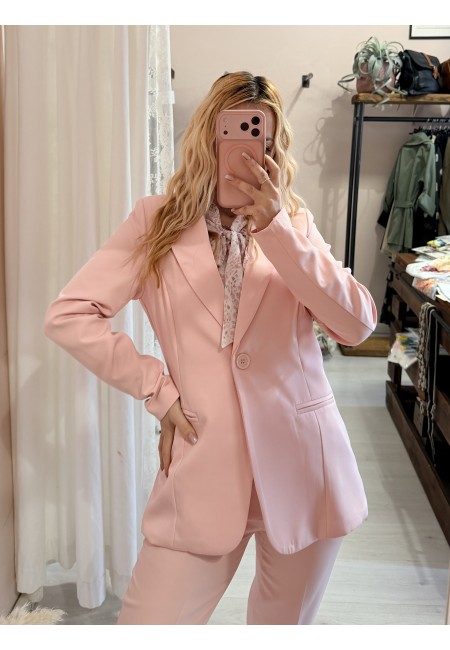 Completo tailleur giacca e pantalone rosa