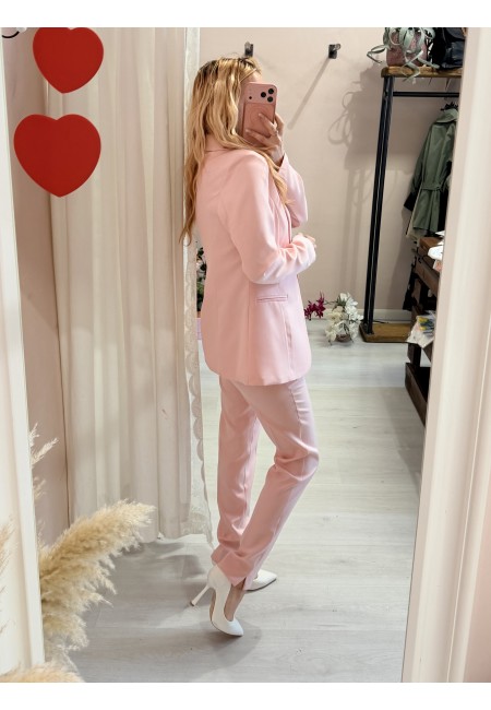 Completo tailleur giacca e pantalone rosa