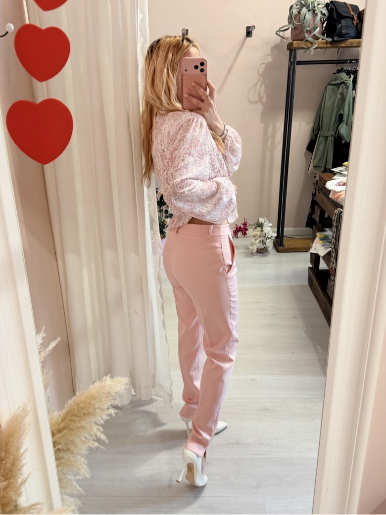 Completo tailleur giacca e pantalone rosa