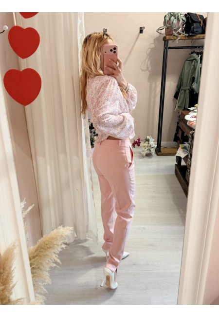 Completo tailleur giacca e pantalone rosa