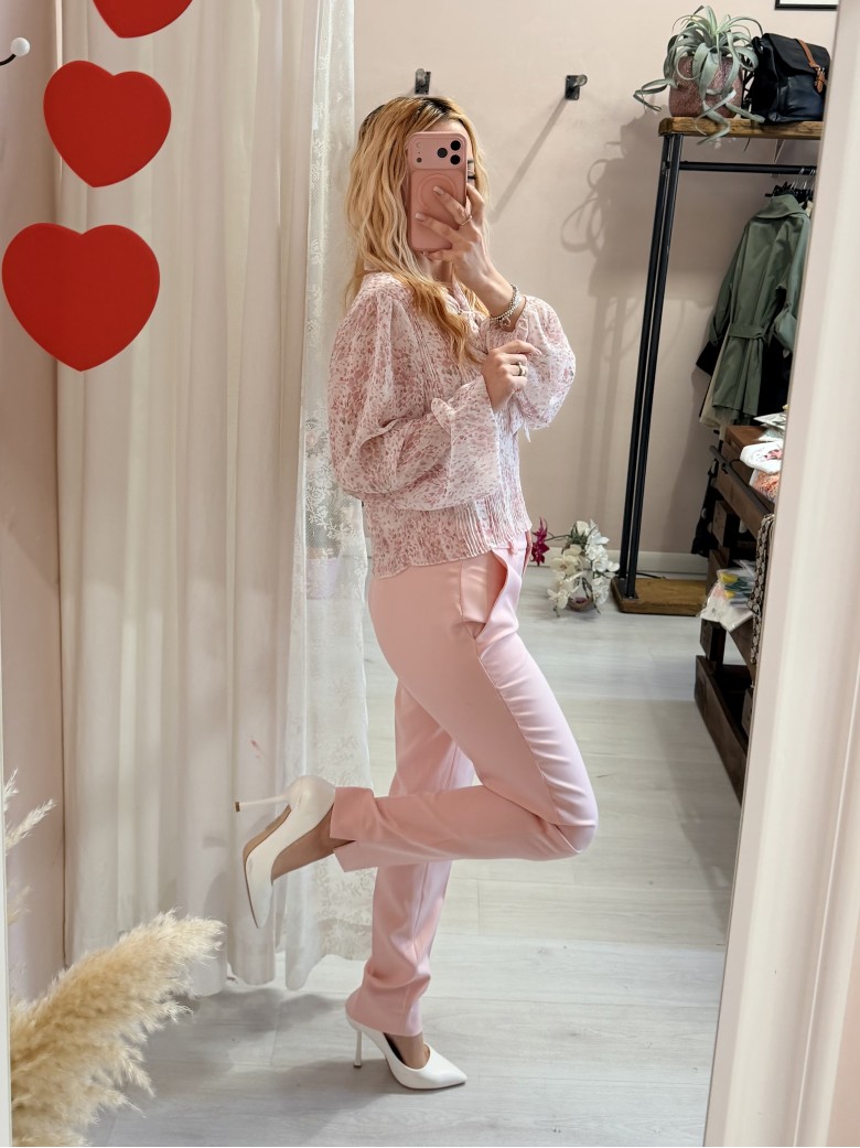 Completo tailleur giacca e pantalone rosa