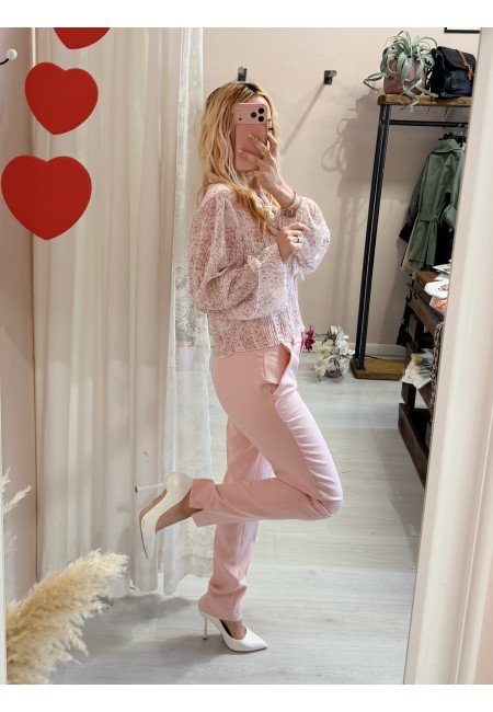 Completo tailleur giacca e pantalone rosa