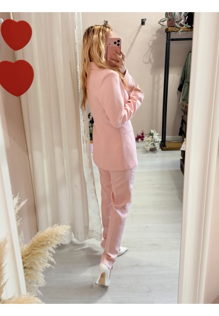 Completo tailleur giacca e pantalone rosa