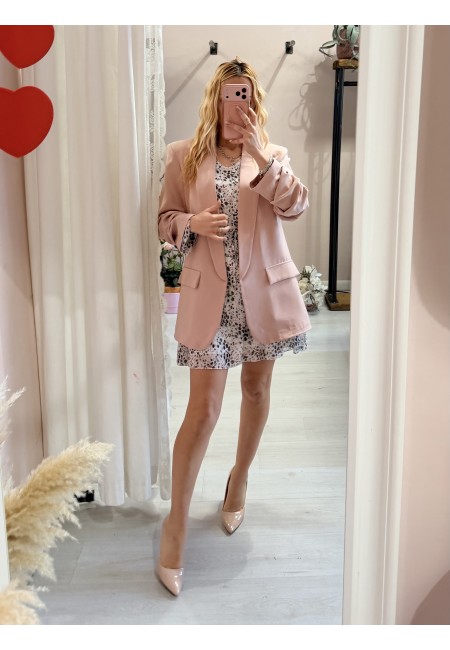 Blazer giacca manica arricciata rosa ANTICO
