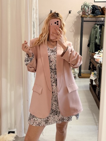 Blazer giacca manica arricciata rosa ANTICO