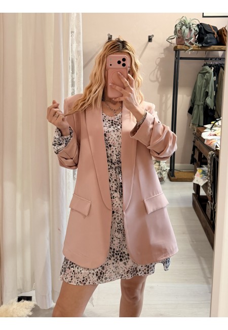 Blazer giacca manica arricciata rosa ANTICO