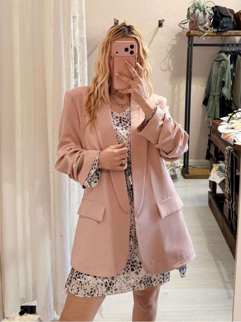Blazer giacca manica arricciata rosa ANTICO