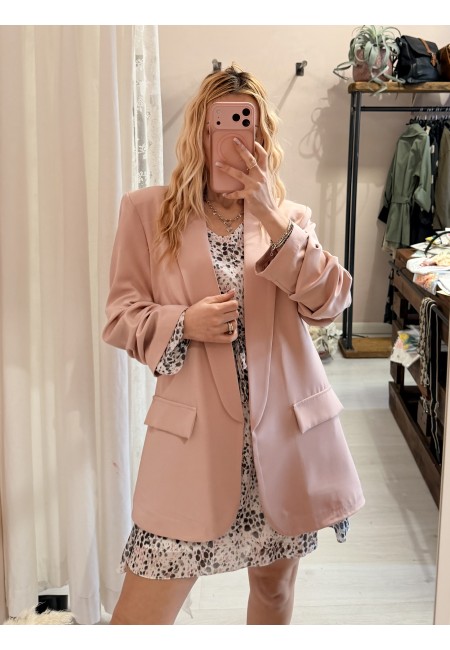 Blazer giacca manica arricciata rosa ANTICO