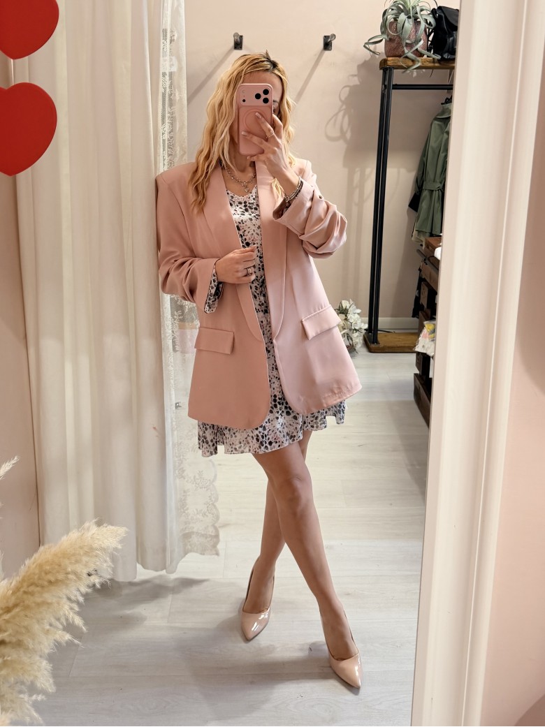 Blazer giacca manica arricciata rosa ANTICO