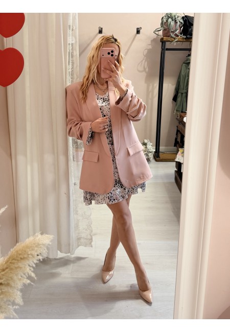 Blazer giacca manica arricciata rosa ANTICO