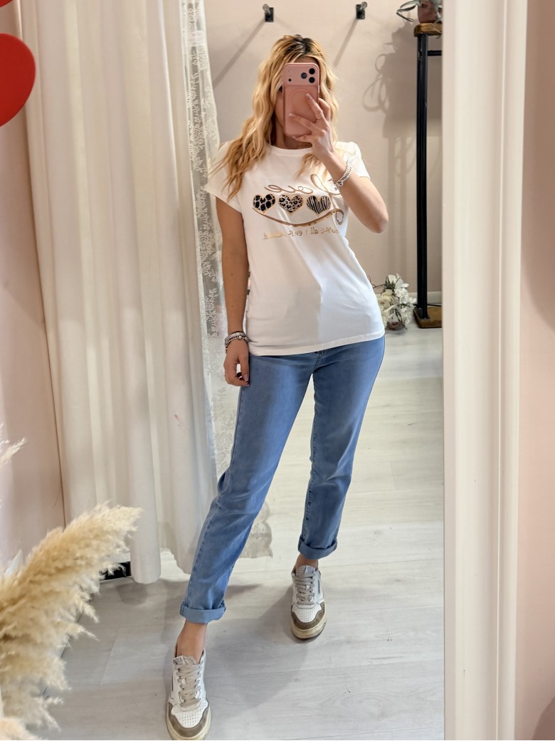 Maglia t shirt love cuori leopardati e zebrati...