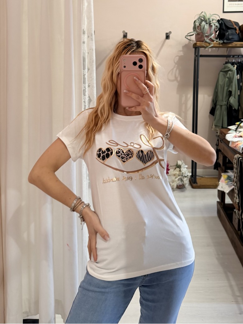 Maglia t shirt love cuori leopardati e zebrati...