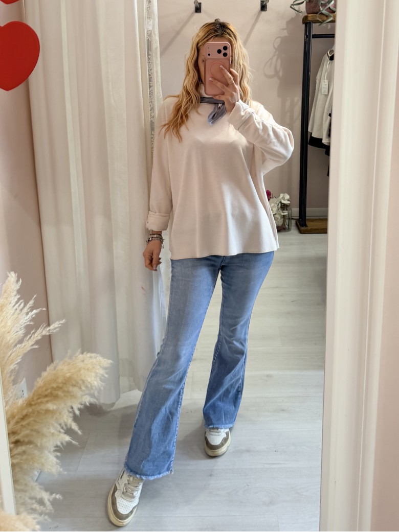 Maglia morbida con foulard Beige