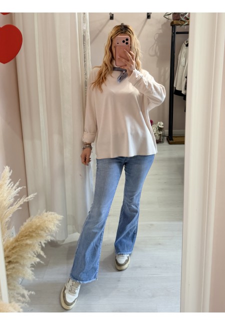 Maglia morbida con foulard Beige