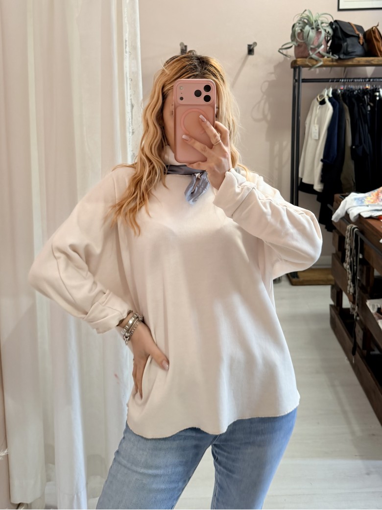 Maglia morbida con foulard Beige