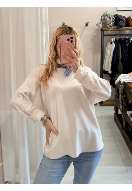 Maglia morbida con foulard Beige