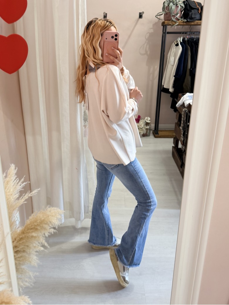 Maglia morbida con foulard Beige