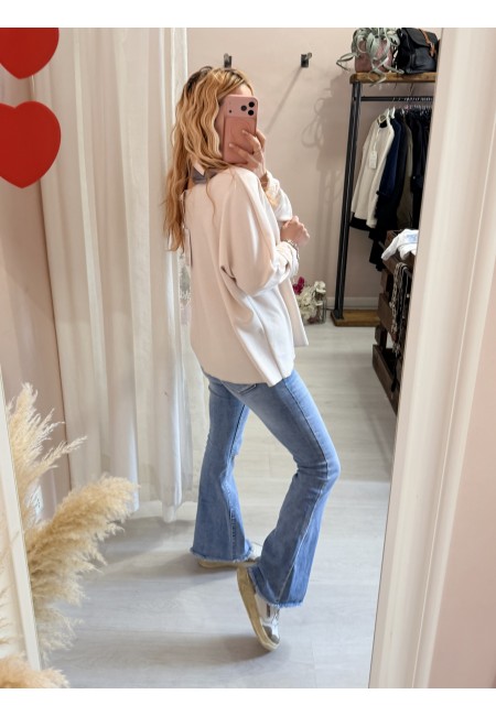 Maglia morbida con foulard Beige