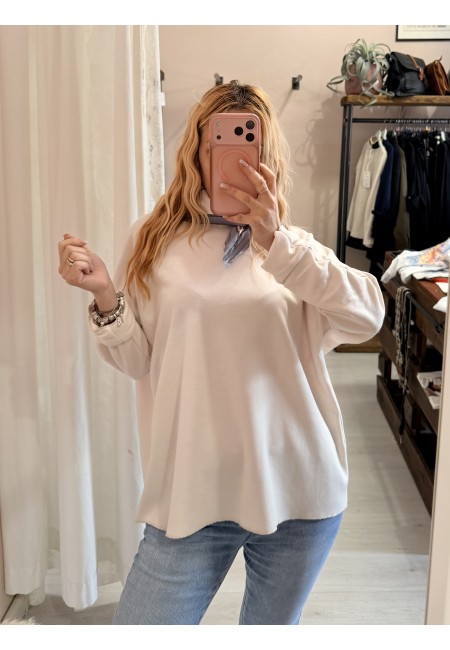 Maglia morbida con foulard Beige