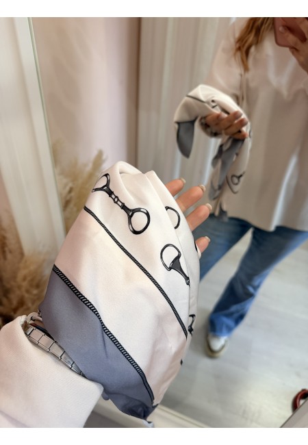 Maglia morbida con foulard Beige