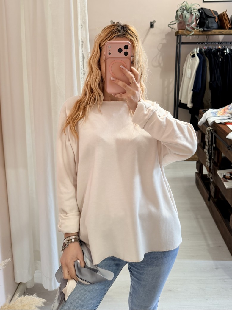 Maglia morbida con foulard Beige