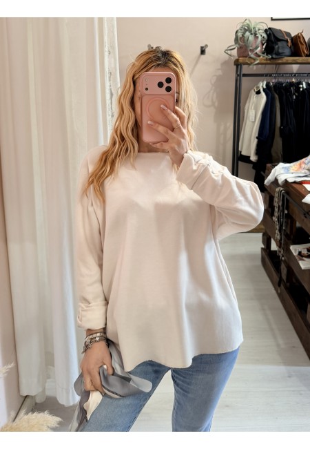 Maglia morbida con foulard Beige