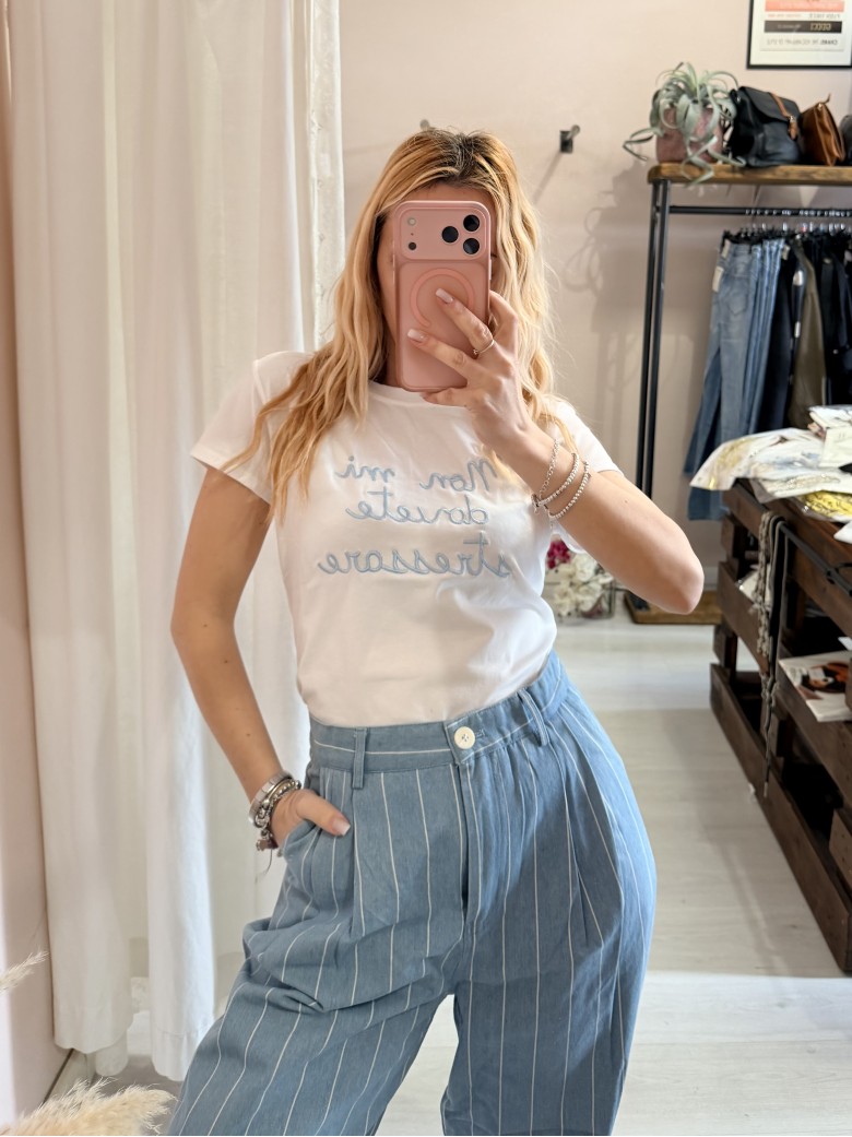 Maglia t shirt non mi dovete stressare azzurra