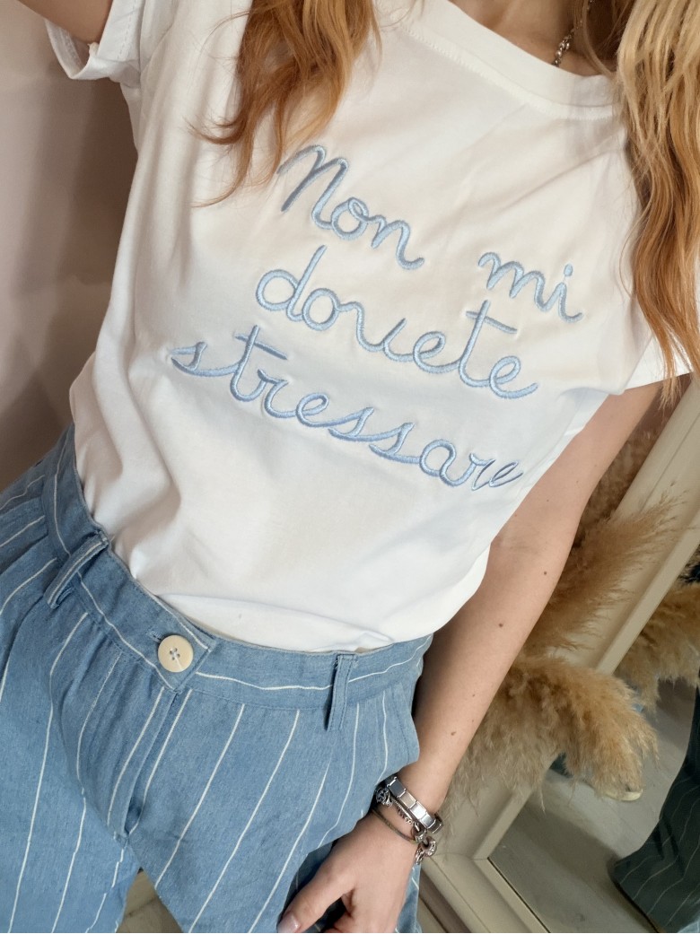 Maglia t shirt non mi dovete stressare azzurra