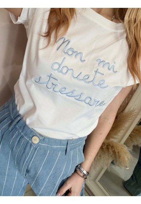 Maglia t shirt non mi dovete stressare azzurra