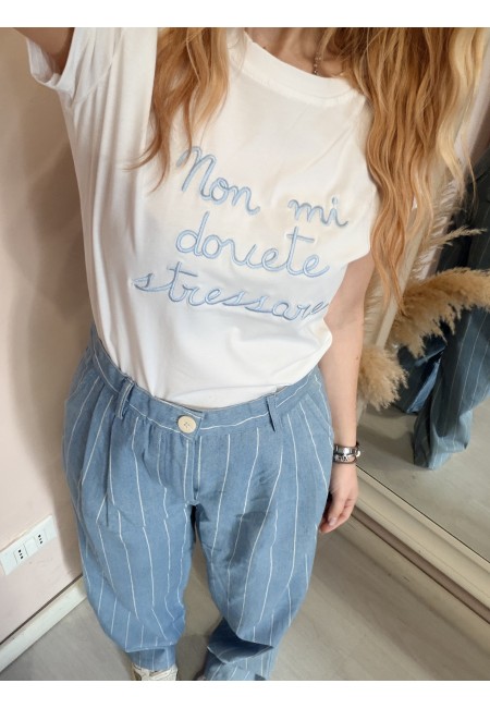Maglia t shirt non mi dovete stressare azzurra