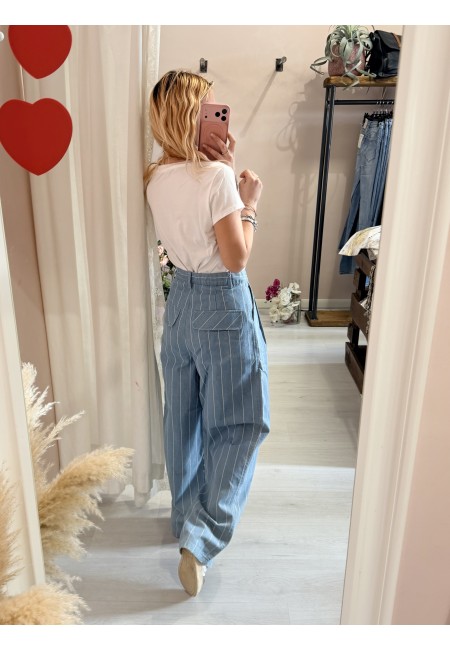 Pantaloni gessati azzurri