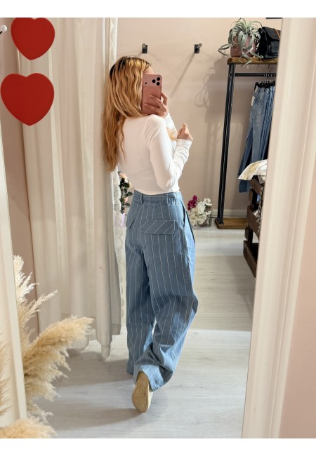 Pantaloni gessati azzurri