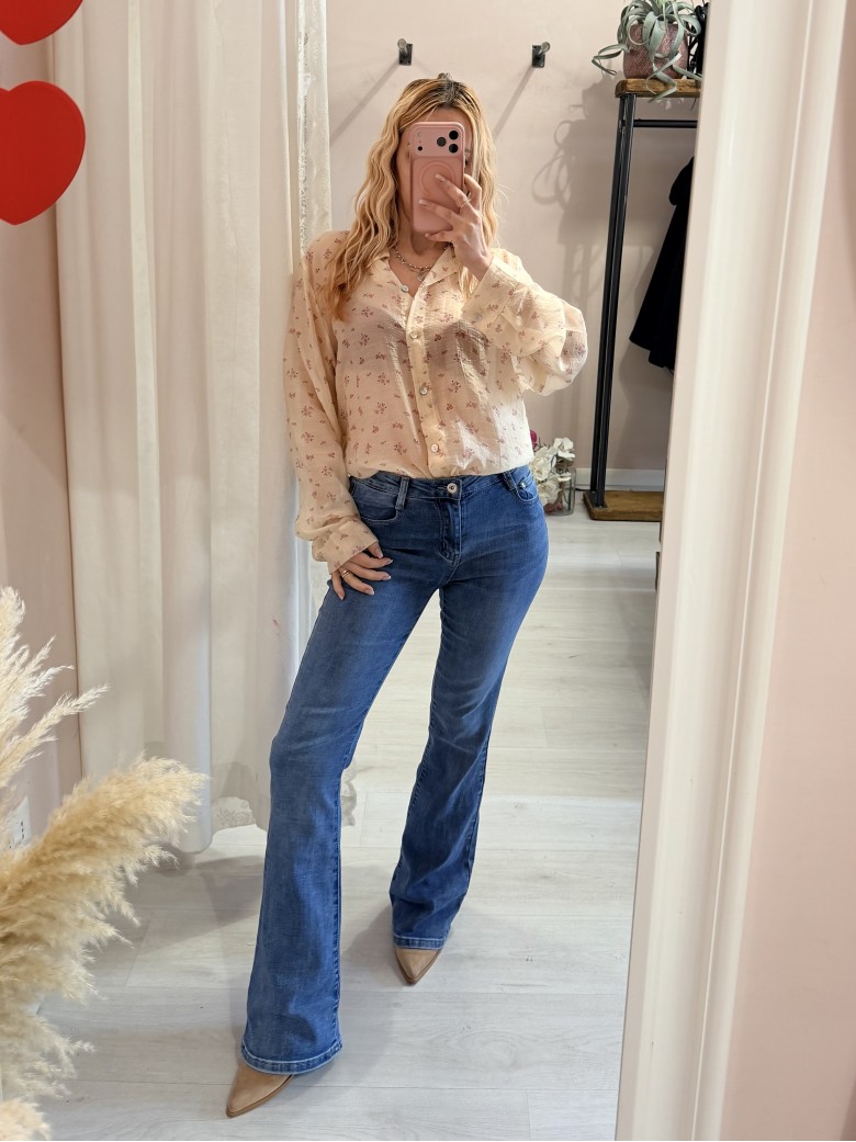 Camicia gialla fiorellini rosa