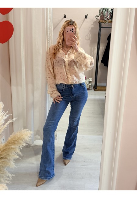 Camicia gialla fiorellini rosa