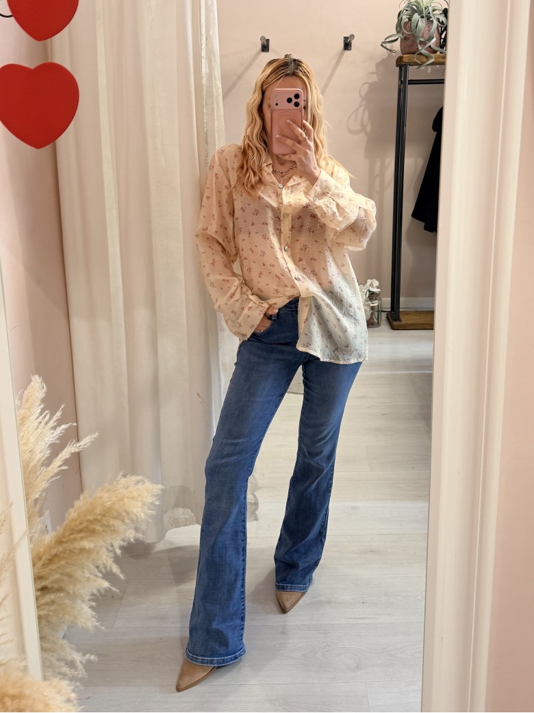 Camicia gialla fiorellini rosa