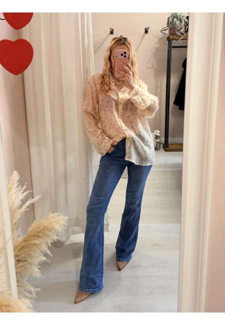 Camicia gialla fiorellini rosa