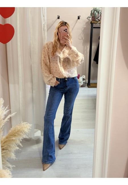 Camicia gialla fiorellini rosa