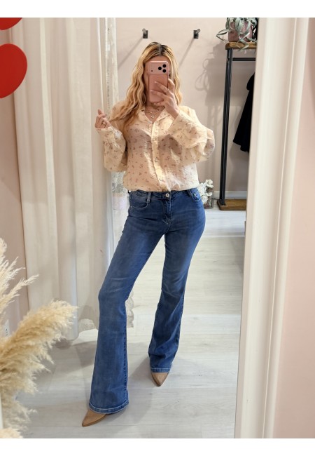 Camicia gialla fiorellini rosa