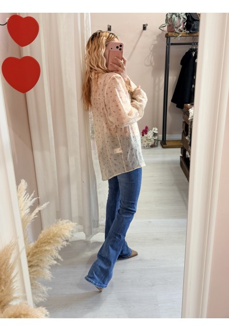 Camicia gialla fiorellini rosa