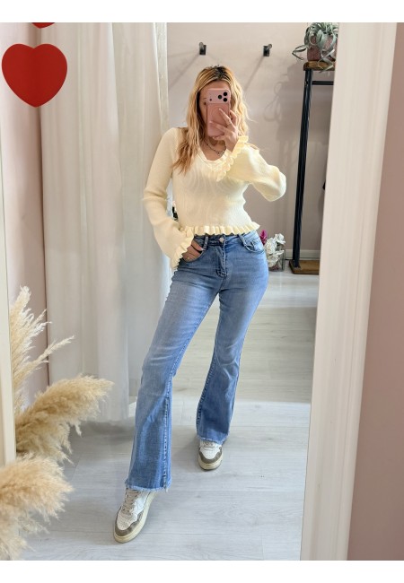 Maglioncino fru fru scollo a v giallo