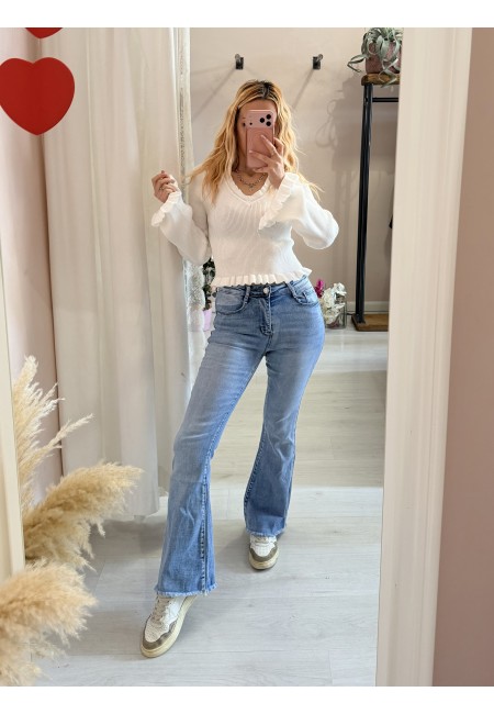 Maglioncino fru fru scollo a v bianco