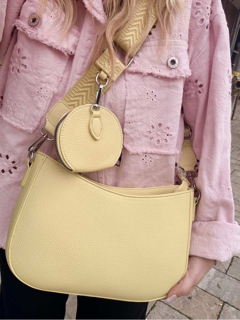 Borsetta gialla a tracolla con portamonete